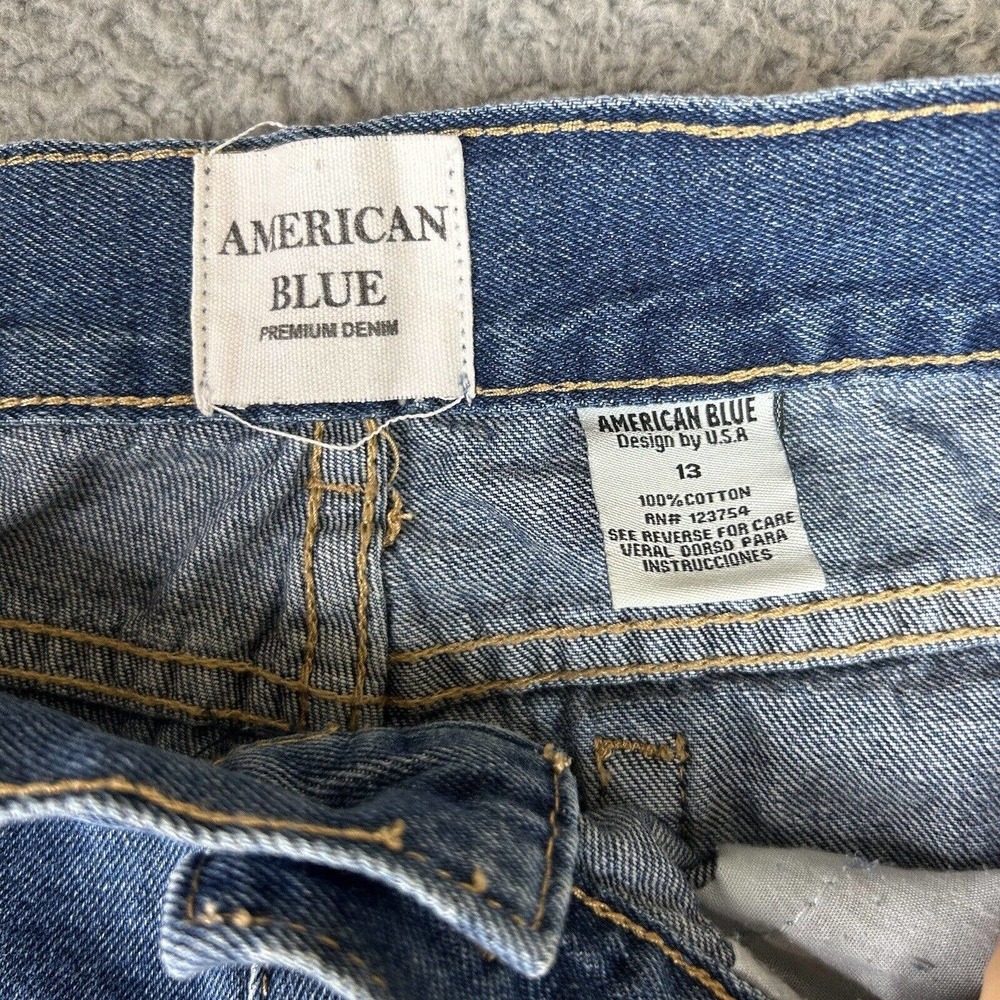 American Blue Jeans Womens 13 Juniors Premium Denim‎ Distressed Mid Rise - Picture 5 of 13